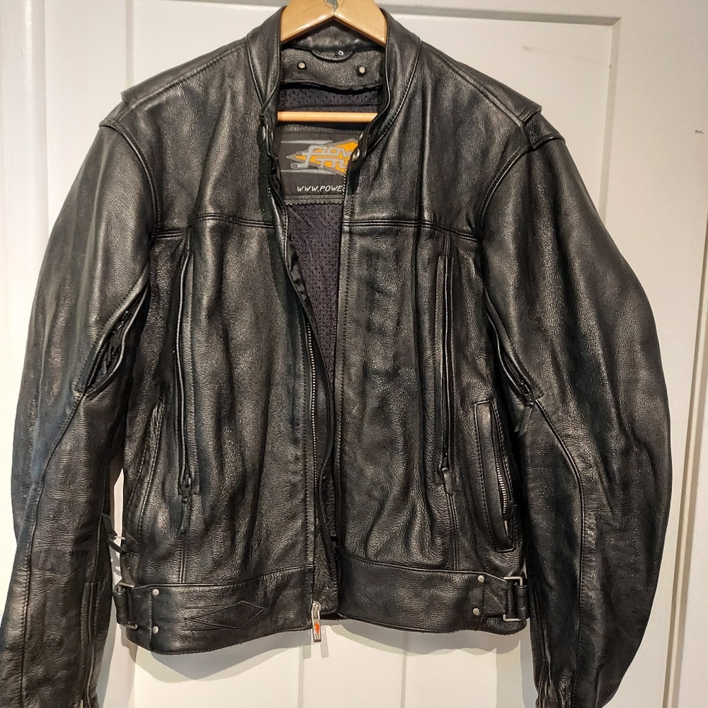 Power trip motorcycle cafe racer leather jacket